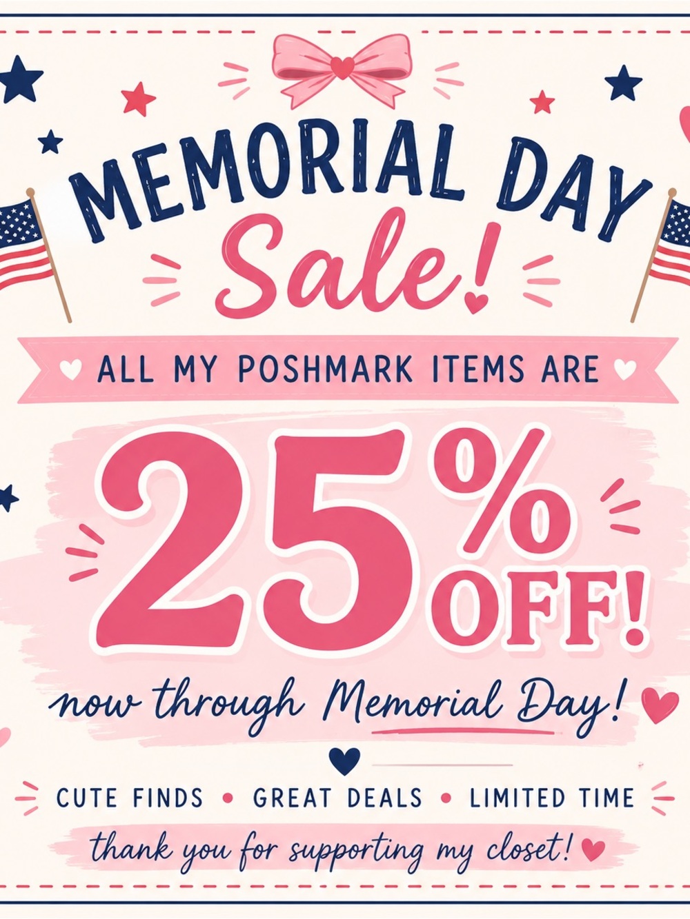 Memorial Day Sale 25% Off Graphic Poster - Pink & Navy